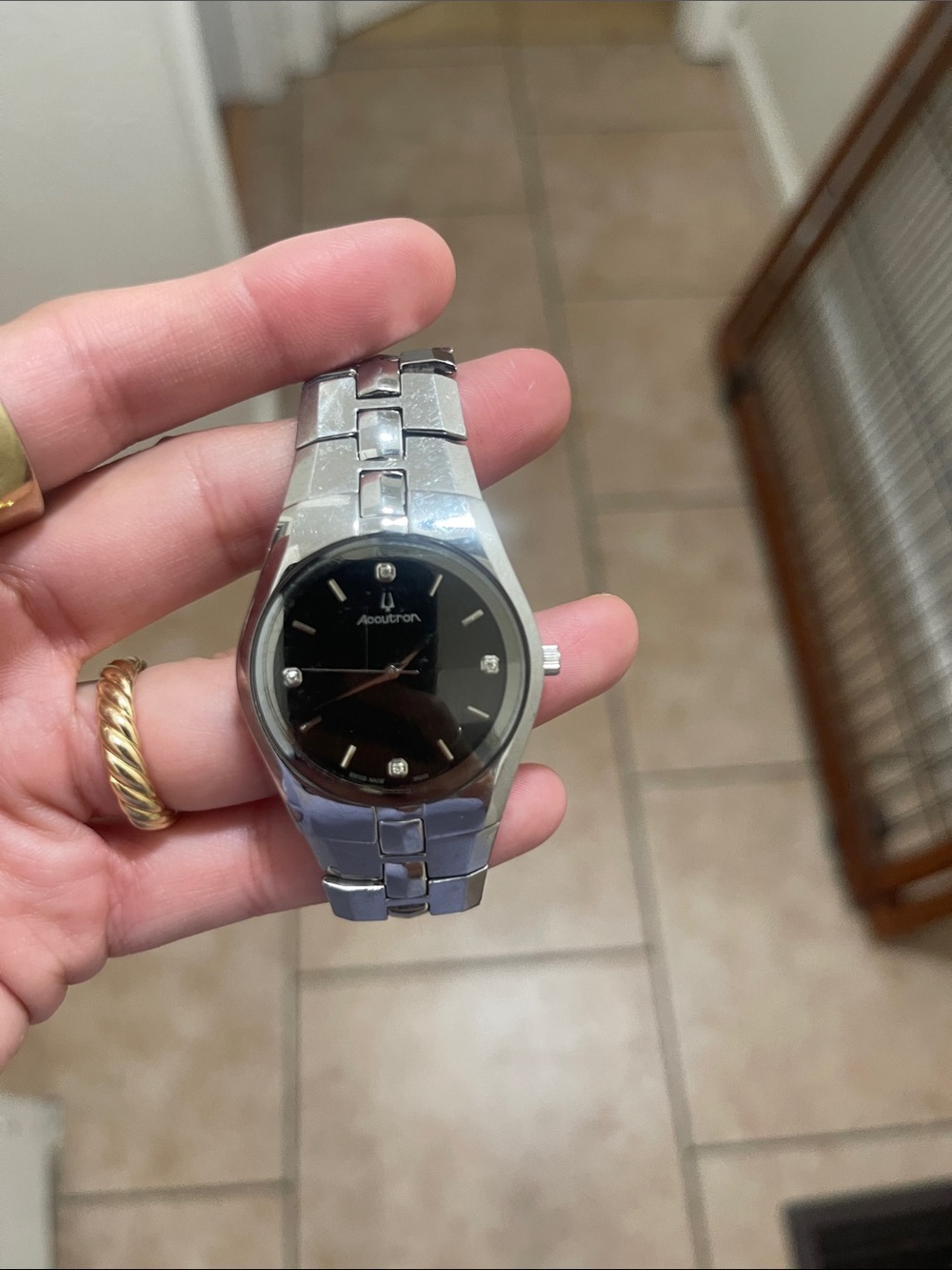 Bulova Silver Bracelet Watch with Black Dial - Picture 3 of 4